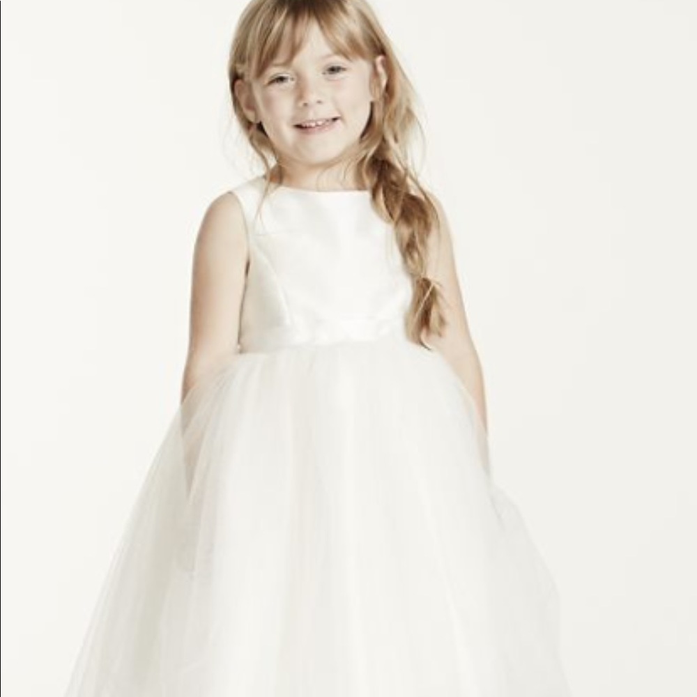 Flower Girl Dress with Tulle and Ribbon Waist